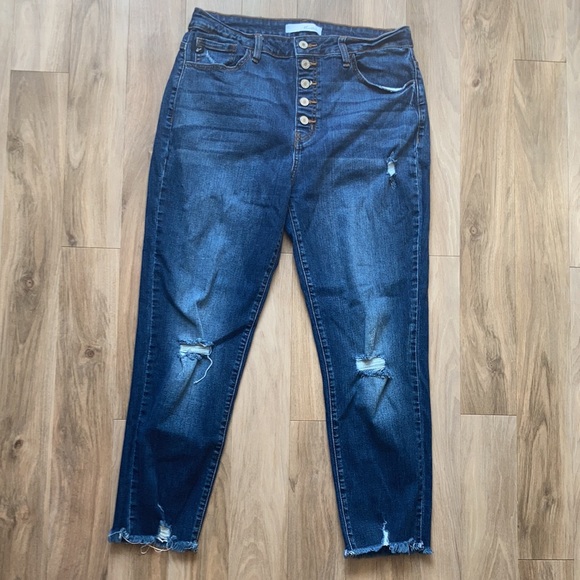Kancan button fly distressed raw hem jean size 15 / 31 - Picture 11 of 17